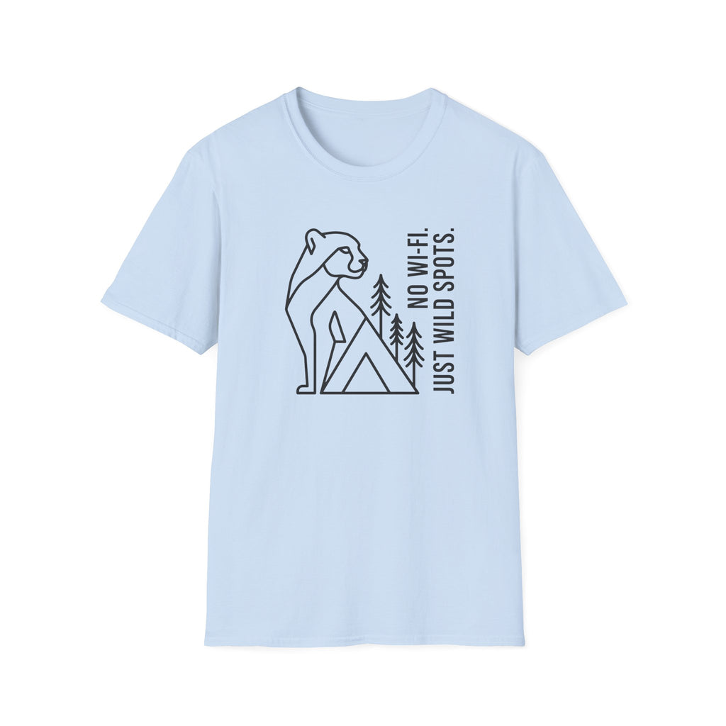 No wifi just wild spots tent – Adventure Graphic Line Art T-Shirt