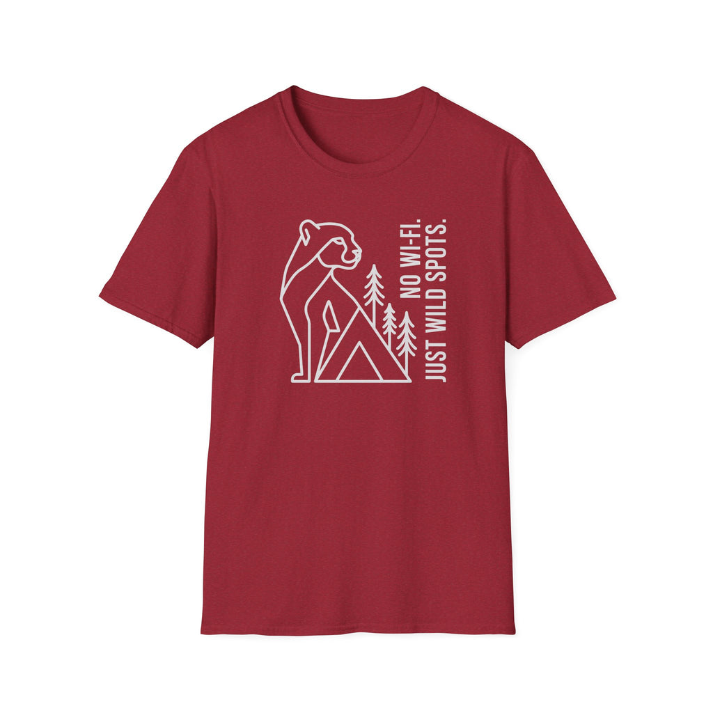No wifi just wild spots tent – Adventure Graphic Line Art T-Shirt