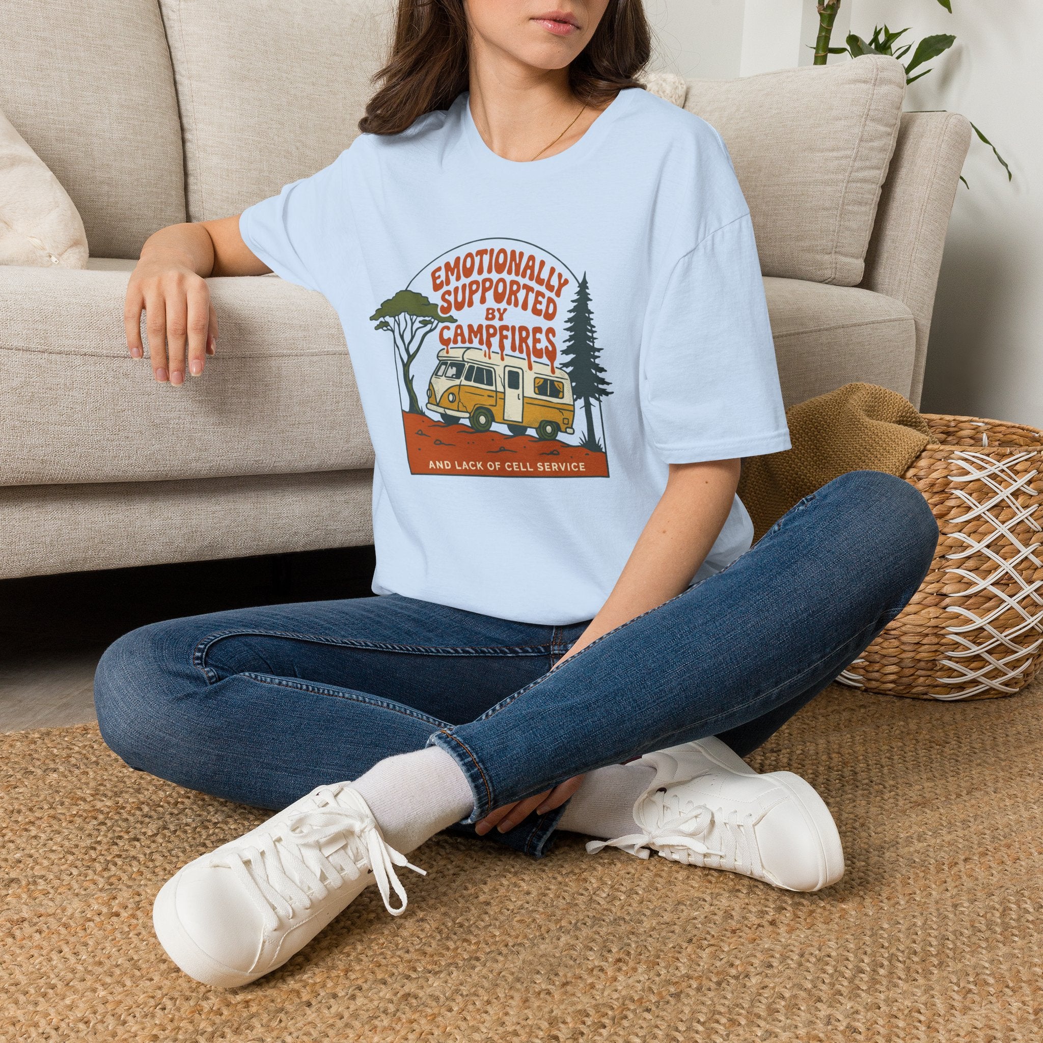 Emotionally supported by campfires T-SHIRT
