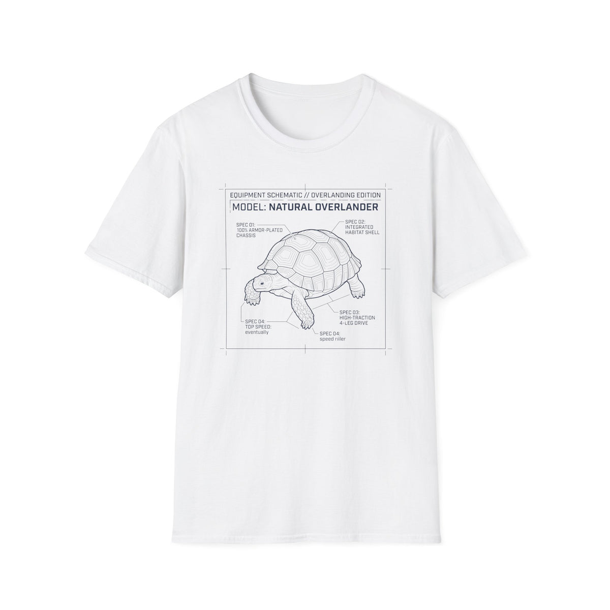 Natural overlander tortoise – Adventure Graphic Blue Print Art T-Shirt