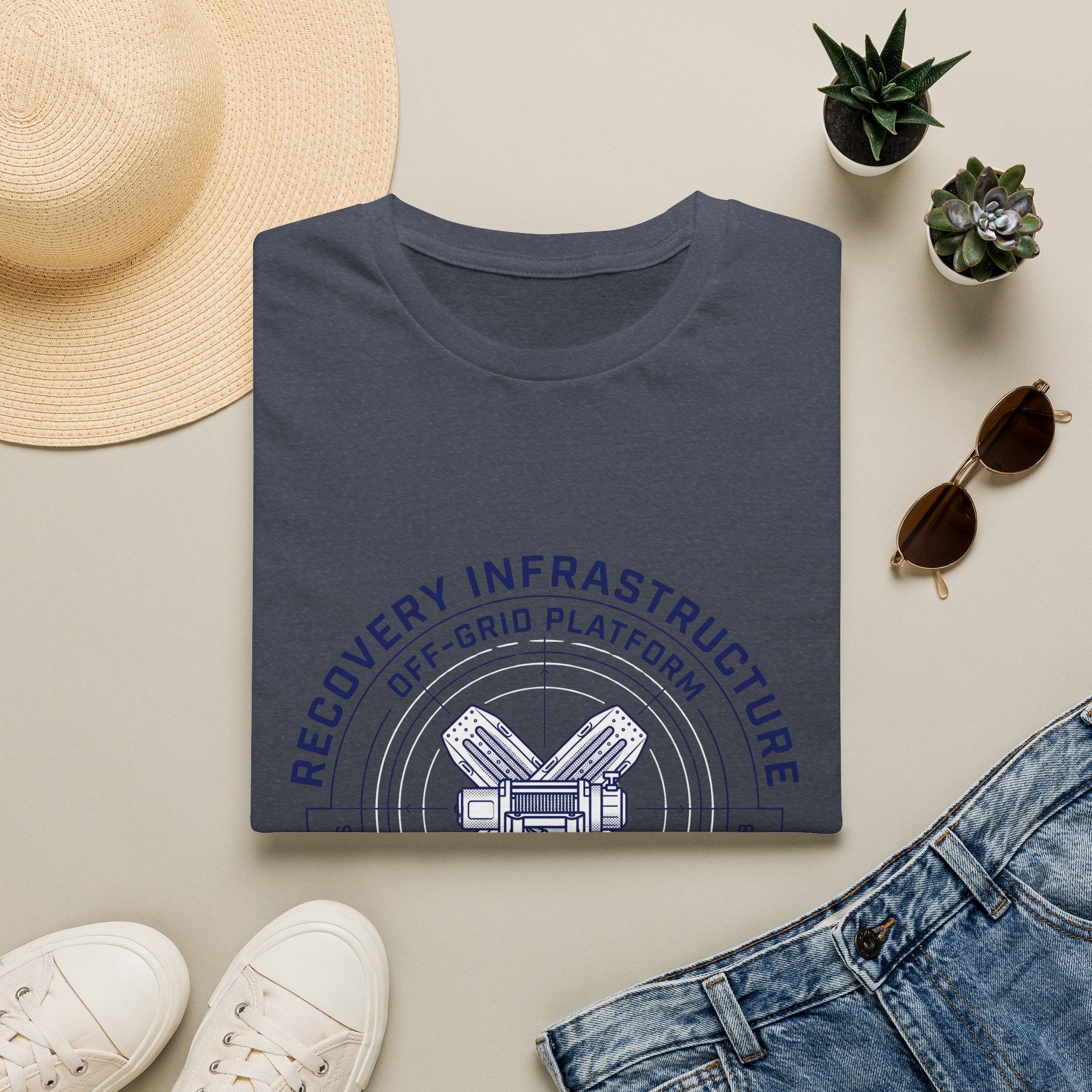 Recovery gear – Adventure Graphic Blue Print T-Shirt
